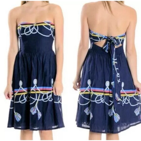 Anthropologie Dresses & Skirts - Anthropologie Wakana Koike Mini Dress Roped In Nautical 2 Strapless Midi Bow